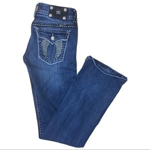 Miss Me Rhinestone Wing Bootcut Thick Stitch 27x33